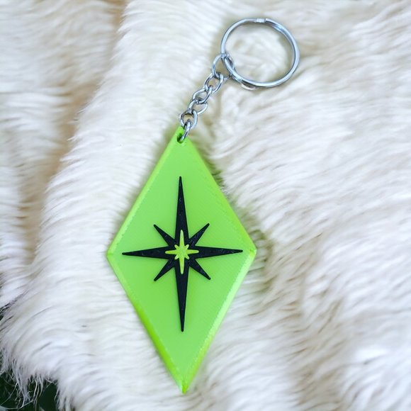 Retro Style Mid Century Modern Keychain Vintage Hotel Key Green Black 50s 60s - Picture 4 of 4